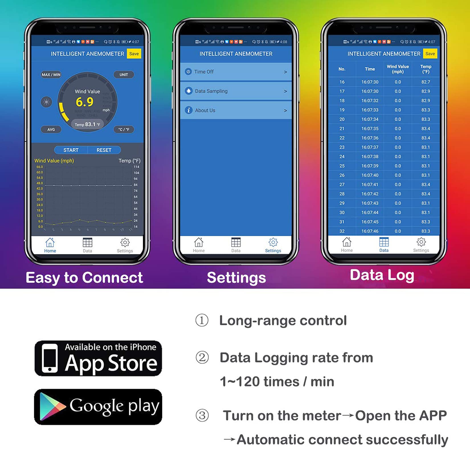 BT-100APP wind chill readings for planning outdoor activities.