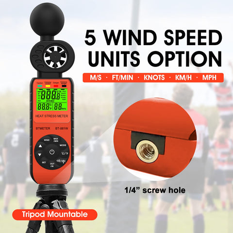 BTMETER BT-881W offers indoor outdoor WBGT modes to manage heat risk on site.