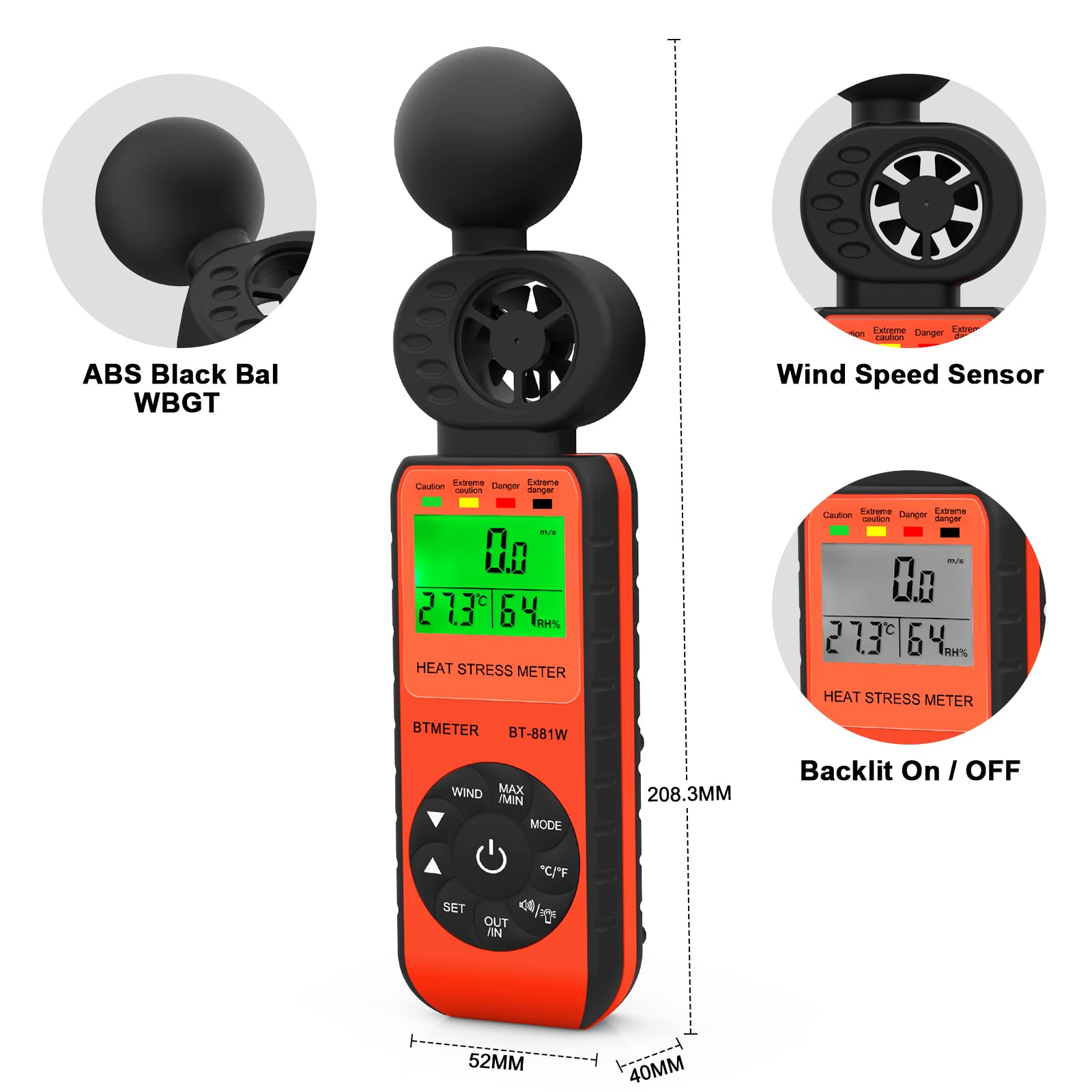 BTMETER BT-881W portable WBGT monitor for on the go safety checks.