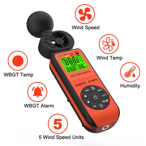 BTMETER BT-881W wind speed mode provides precise airflow readings for HVAC or outdoor use.
