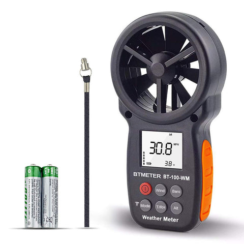 BTMETER BT-100WM wind speed display with clear LCD readout for outdoor measurements