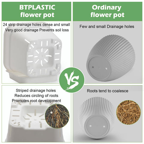 BTPLASTIK square planters are stackable for compact storage.