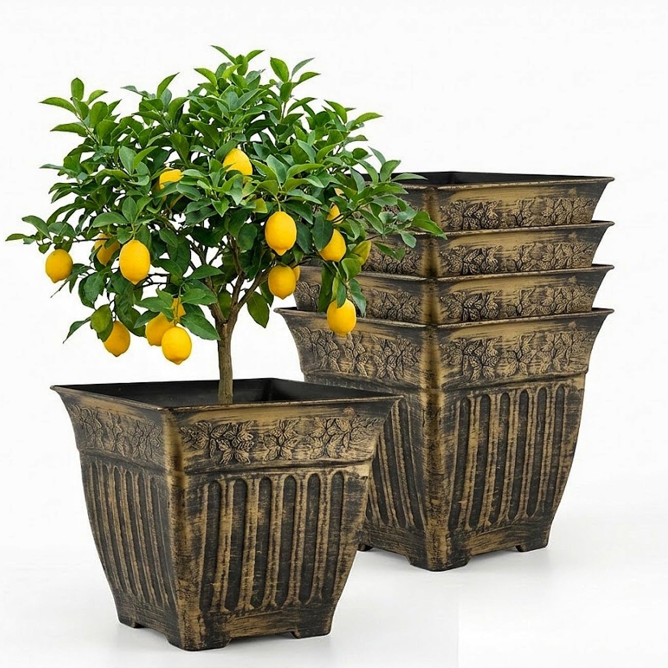 BTPLASTIK 14inch vintage square planter with outer view, ideal for outdoor patios.
