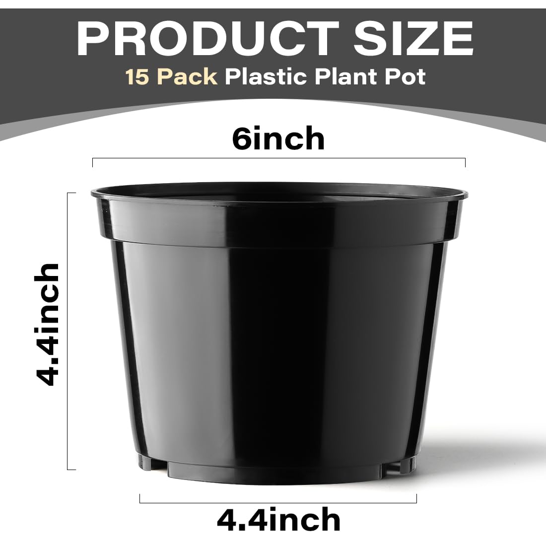 BTPLASTIK 15-pack 6-inch pot, top view, easy transplant and drainage