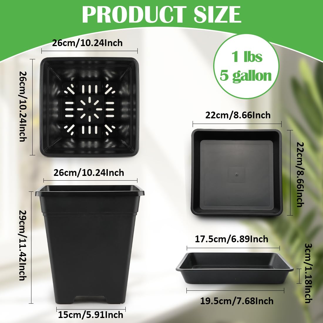 BTPLASTIK 5-pack saves space for bulk planting projects.