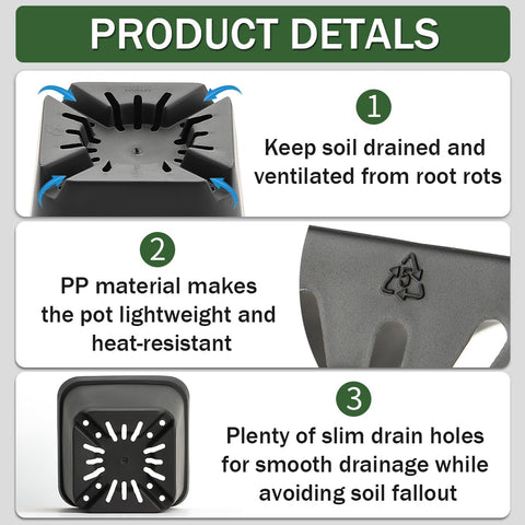 BTPLASTIK durable PP material pot lightweight and sturdy.