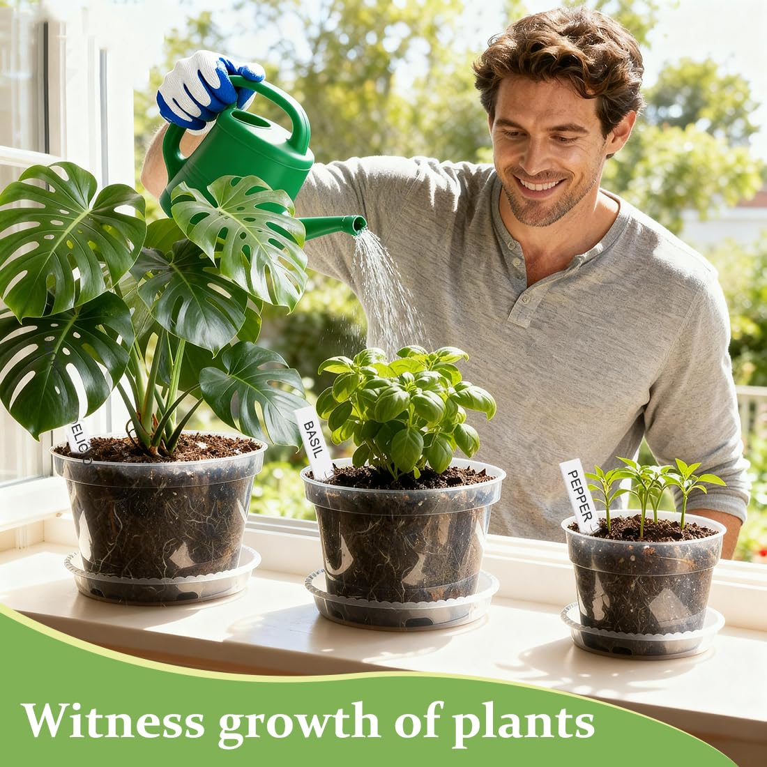 BTPLASTIK gardening gloves protect hands during planting and thinning tasks.