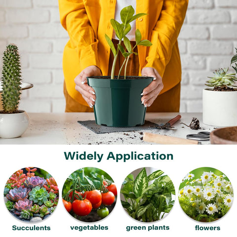 BTPLASTIK indoor-outdoor green pots suitable for herbs and flowers.