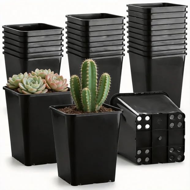 BTPLASTIK nursery pot 6-inch black with drainage holes for seedlings