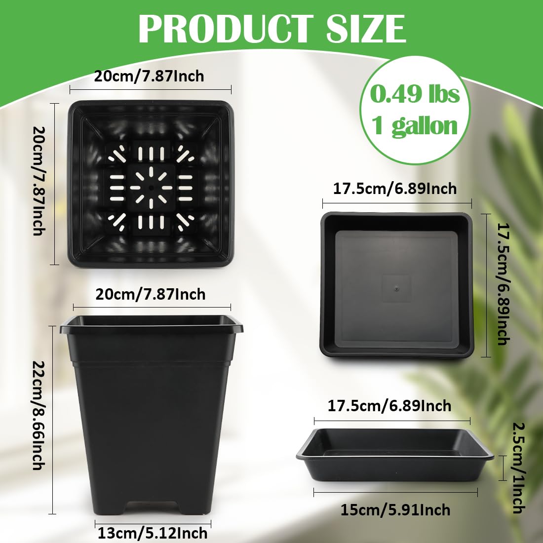 BTPLASTIK 6.89-inch saucer base fits the 8-inch planter securely