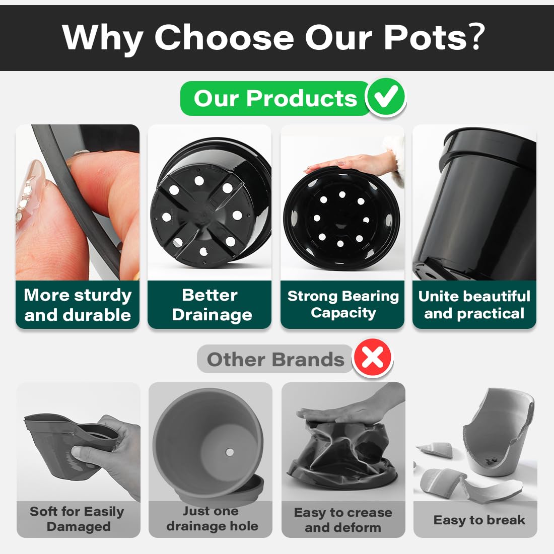 BTPLASTIK pots stack neatly for space-saving storage and reuse