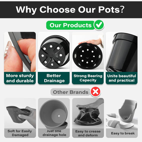 BTPLASTIK pots stack neatly for space-saving storage and reuse
