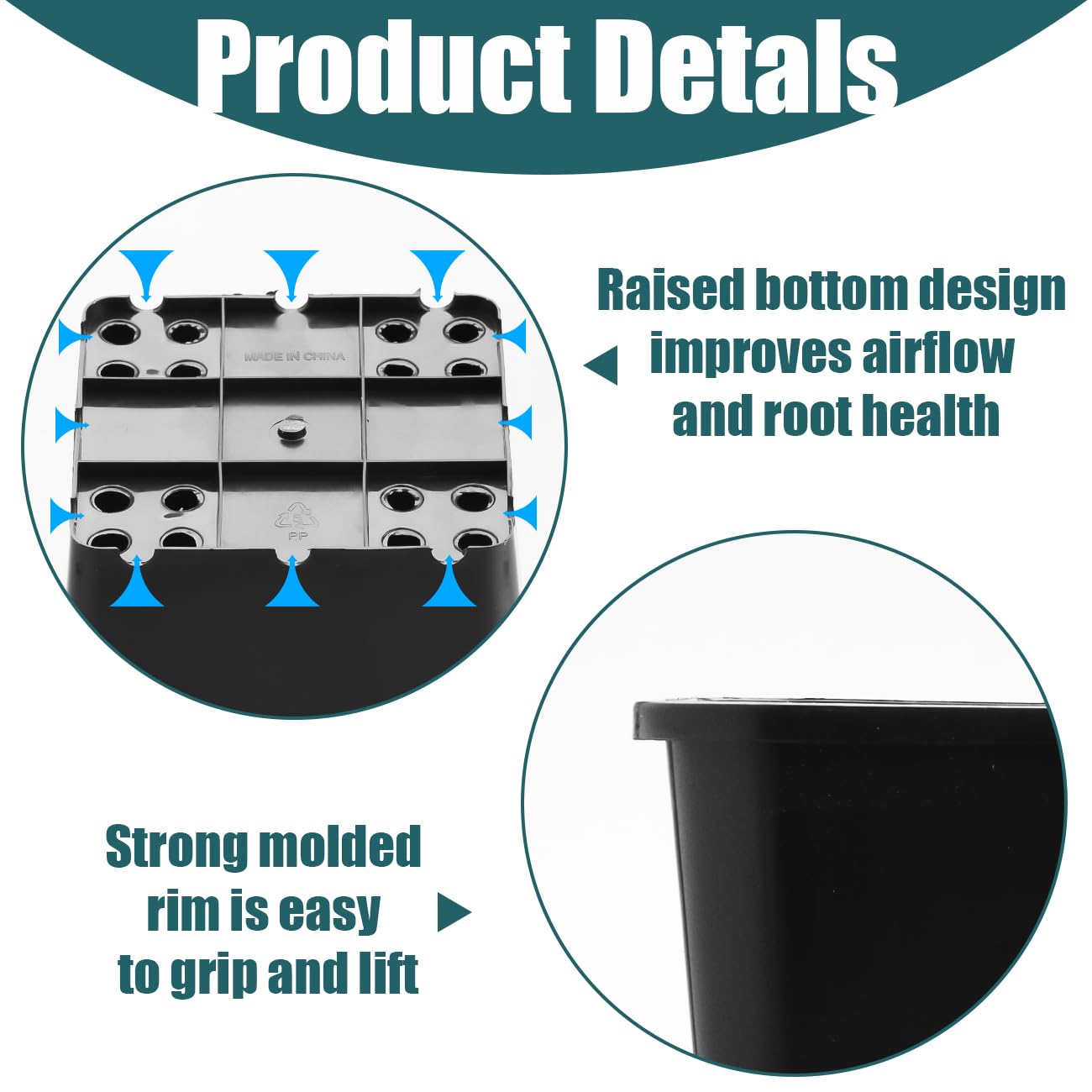 BTPLASTIK seed-starting pot with drainage holes for watering and root aeration