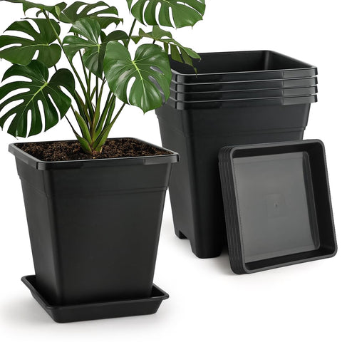 BTPLASTIK square plant pots with drainage, perfect for balconies.