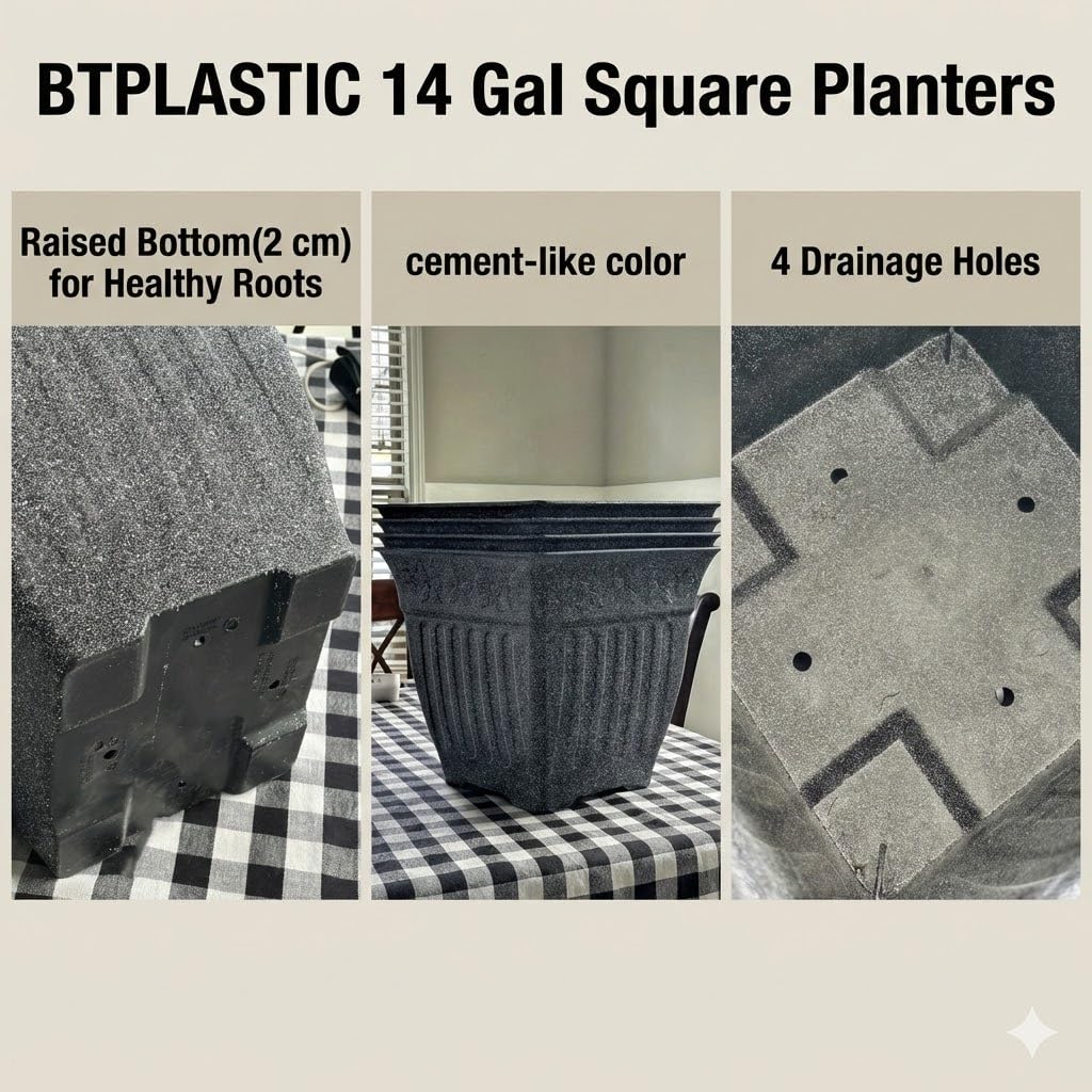 BTPLASTIK vintage retro design planter fits porch, patio, or living room