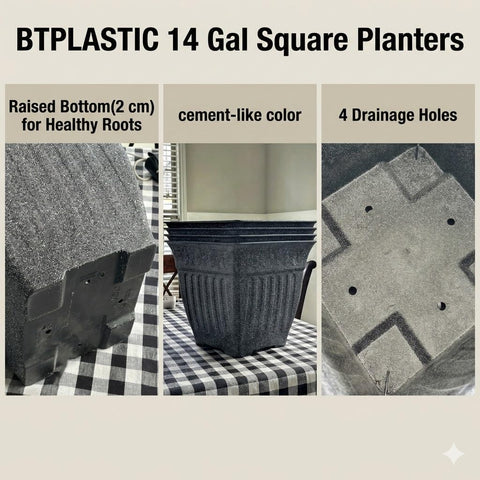 BTPLASTIK vintage retro design planter fits porch, patio, or living room