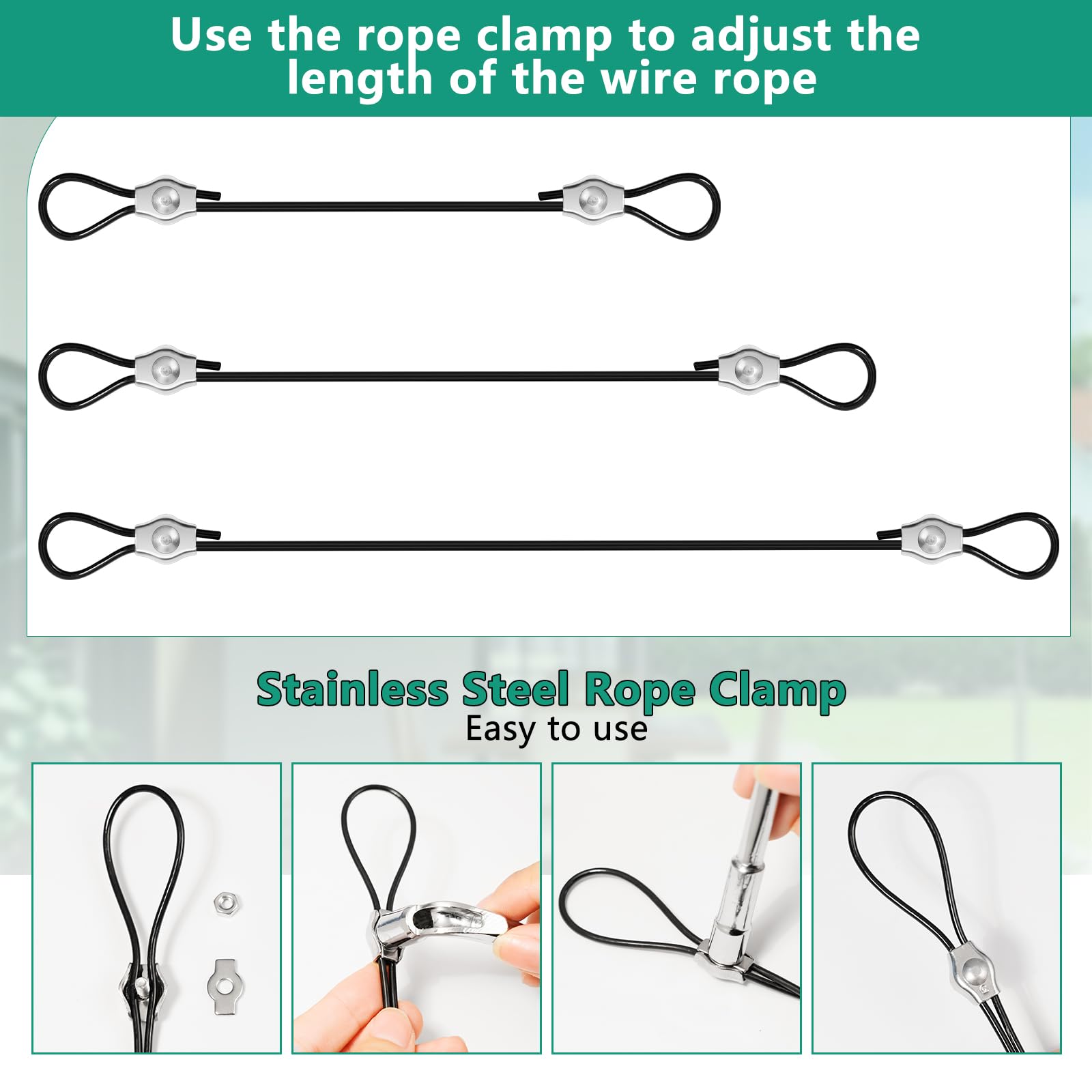 Btvsd rope clips and tie straps simplify neat, tidy installation.
