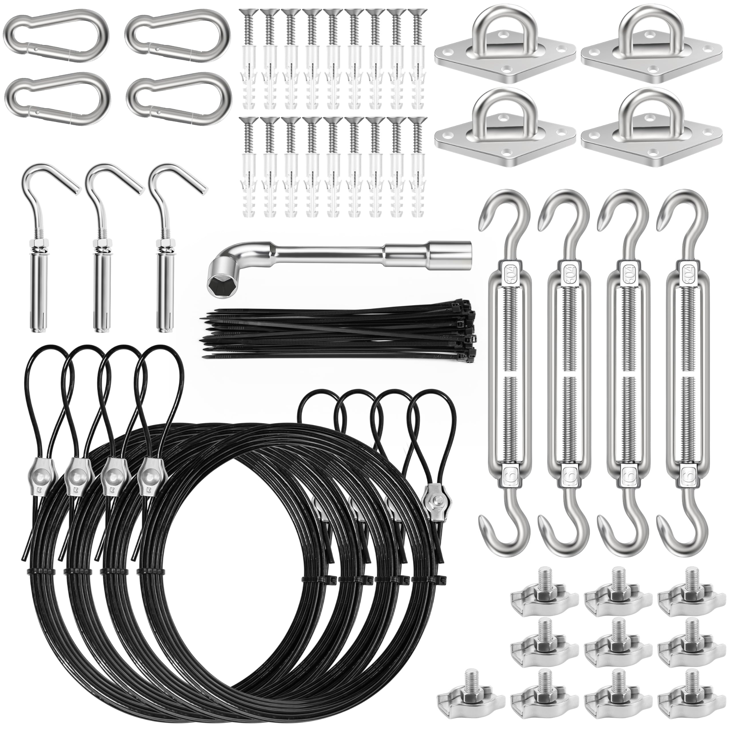 Btvsd sun sail hardware kit complete set for secure outdoor shade installations.