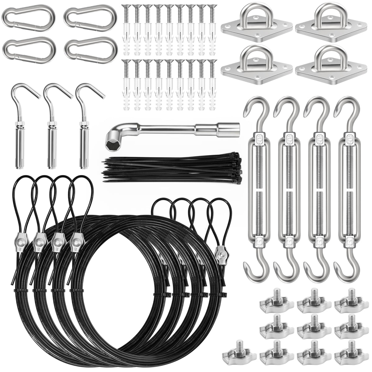Btvsd sun sail hardware kit complete set for secure outdoor shade installations.