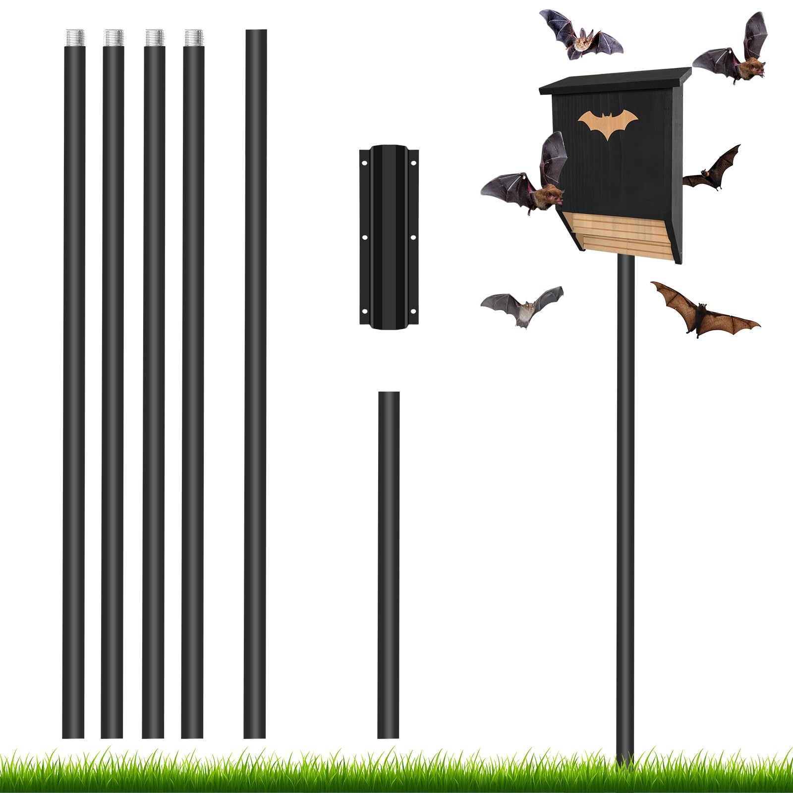 BTXKQTH 15ft telescoping bat house pole with adjustable height for optimal roosting