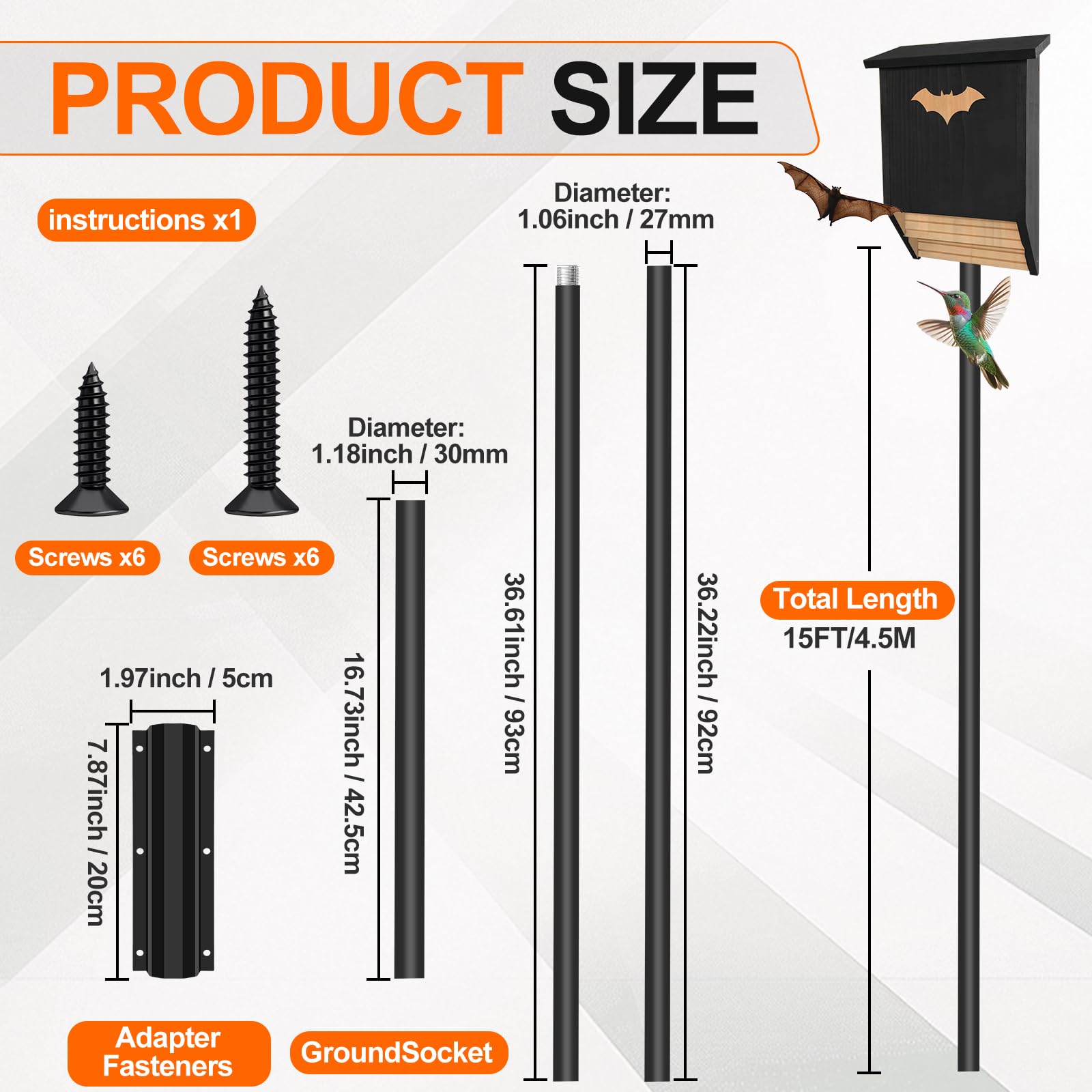 BTXKQTH grounded socket anchors the pole for stable outdoor use