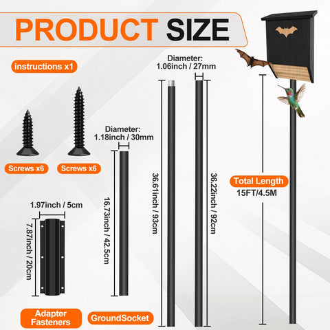 BTXKQTH grounded socket anchors the pole for stable outdoor use