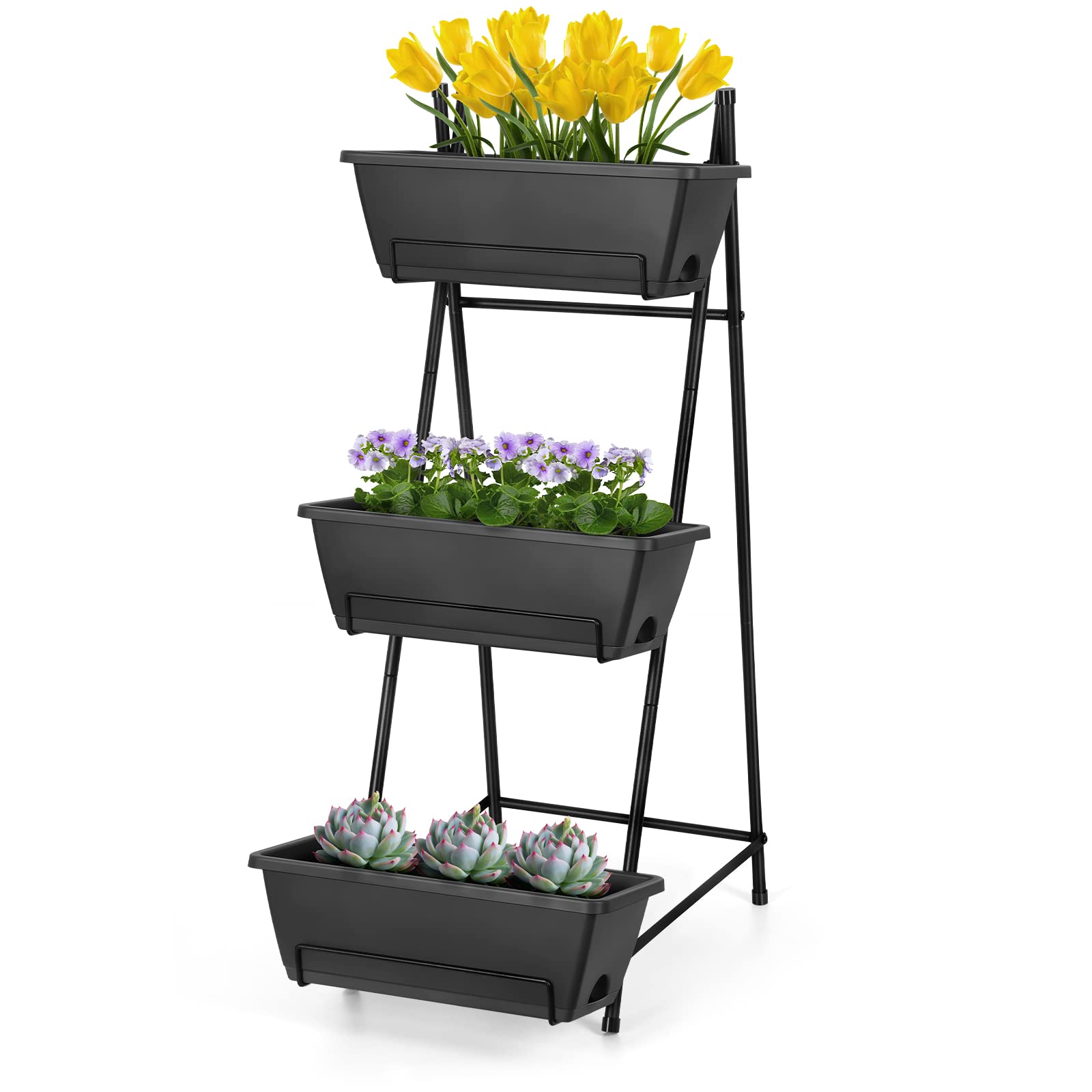 BTY 3-tier vertical garden planter front view shows space-saving design for small spaces.