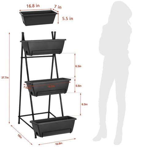 BTY vertical garden planter side view highlights lightweight, rust-resistant frame.