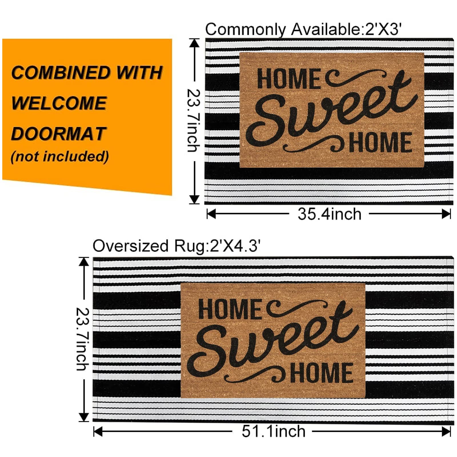 BUAGETUP striped texture weave adds stylish pattern to front porch or entryway.