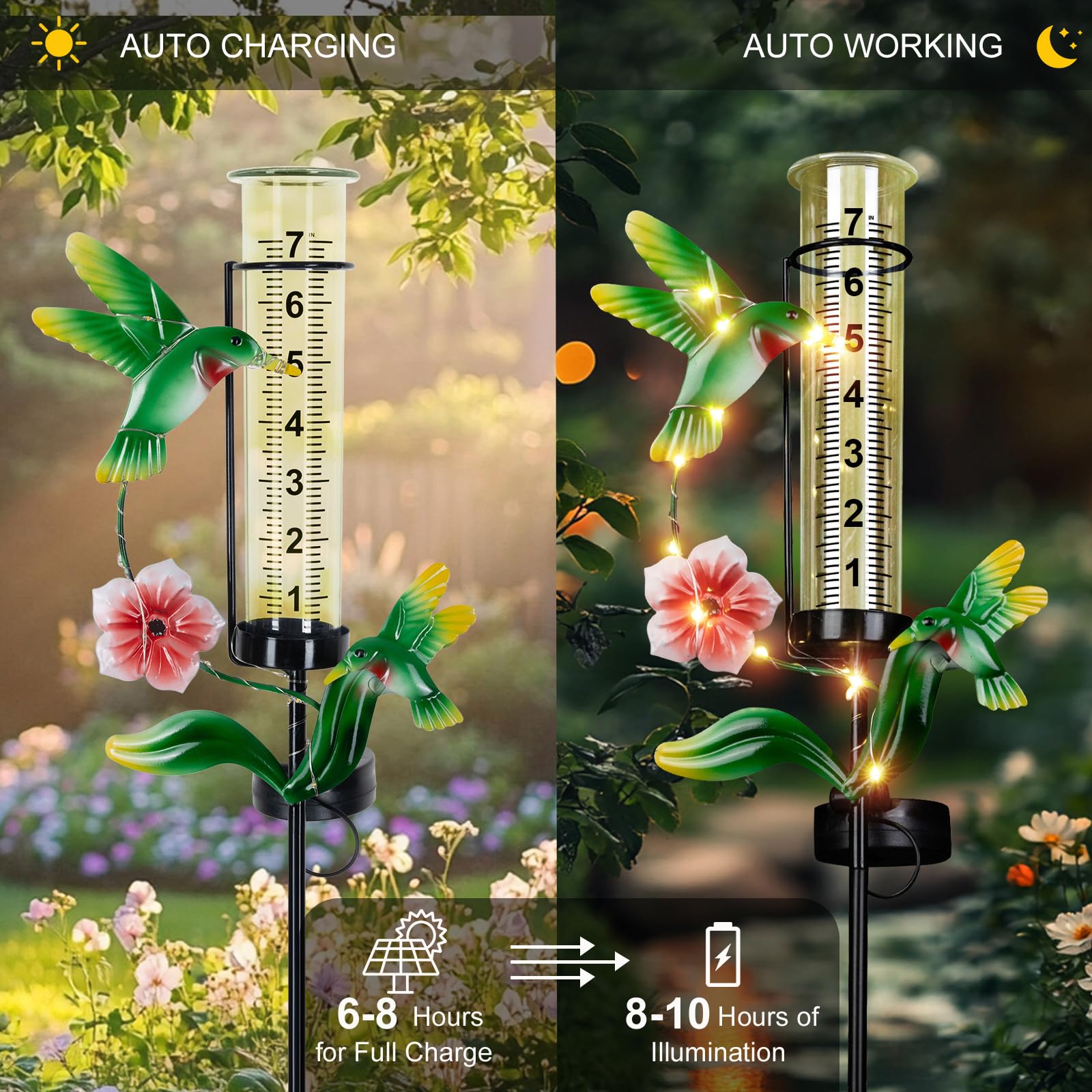 BUARO8AGA hummingbird statue lights up your yard at night