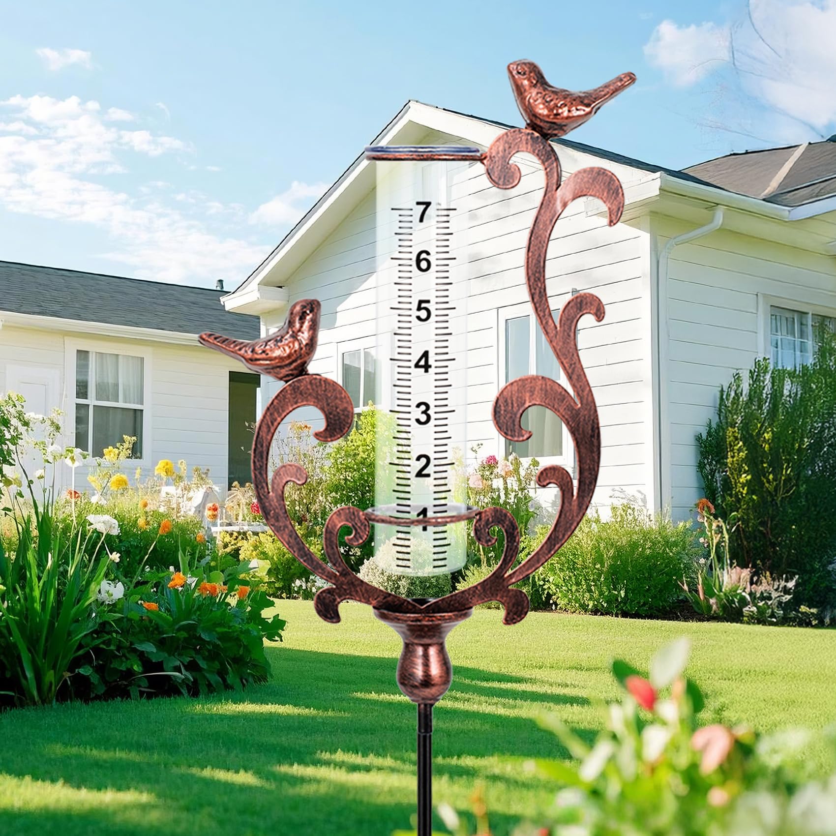 BUARO8AGA rain gauge outdoor copper cast iron design for garden decor