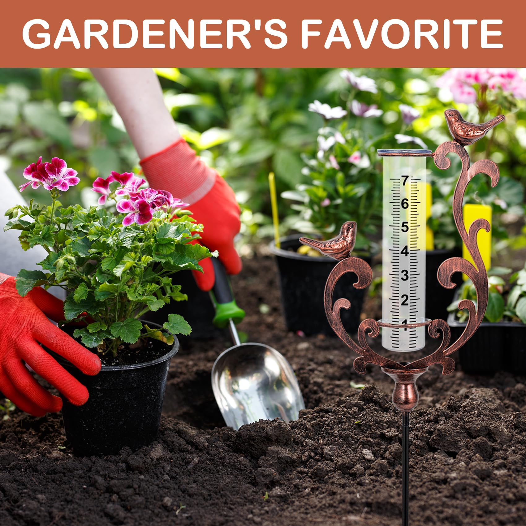 BUARO8AGA weatherproof metal rain gauge resists rust for outdoor use