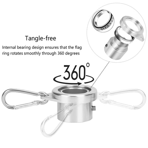 Bubblythe adjustable flag ring fits poles 0.75–1.02 inches.