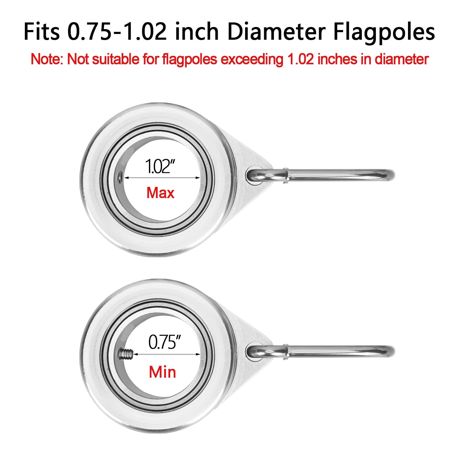 Bubblythe aluminum flag rings resist wind and prevent pole damage.
