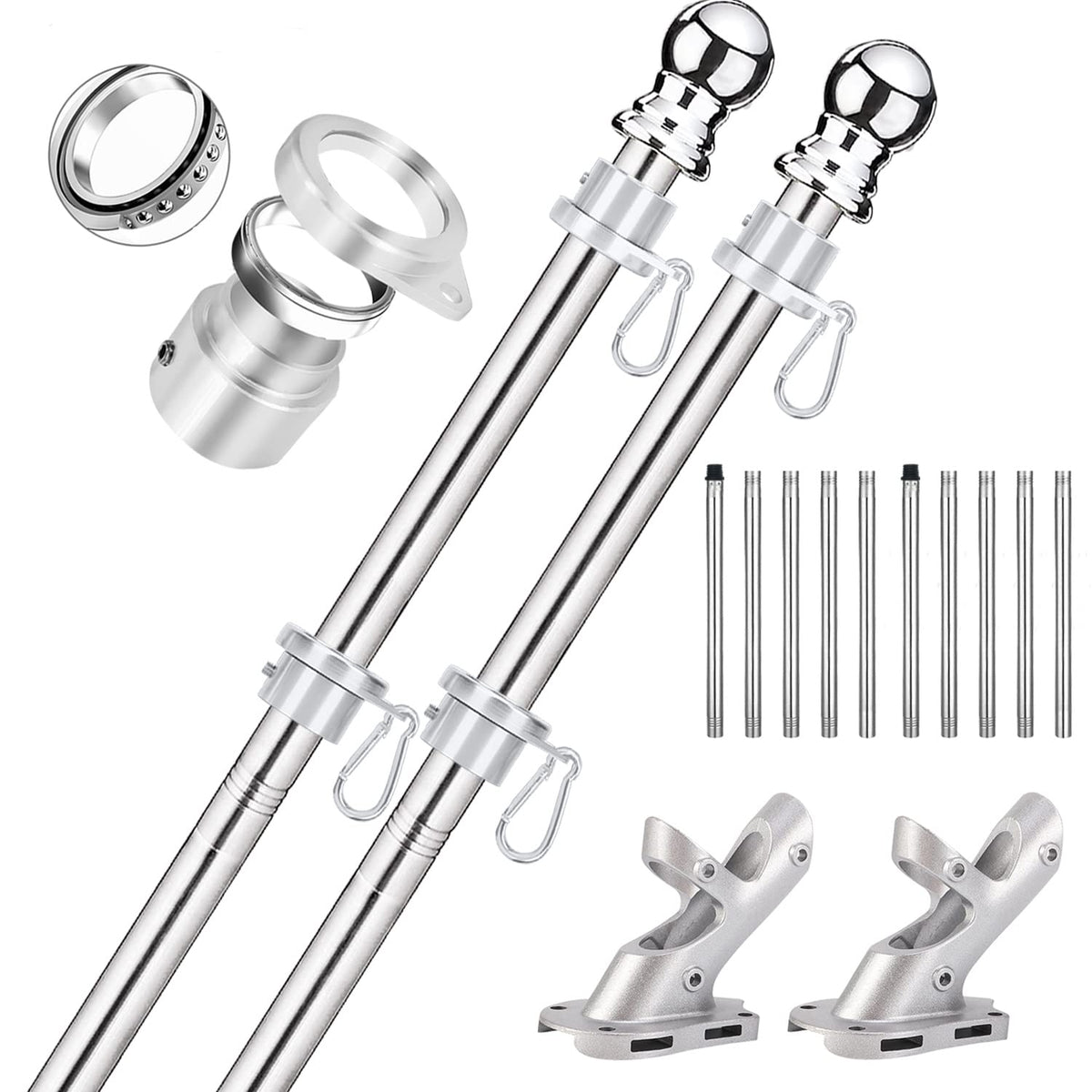 Bubblythe 6ft flag pole assembly for easy outdoor display.
