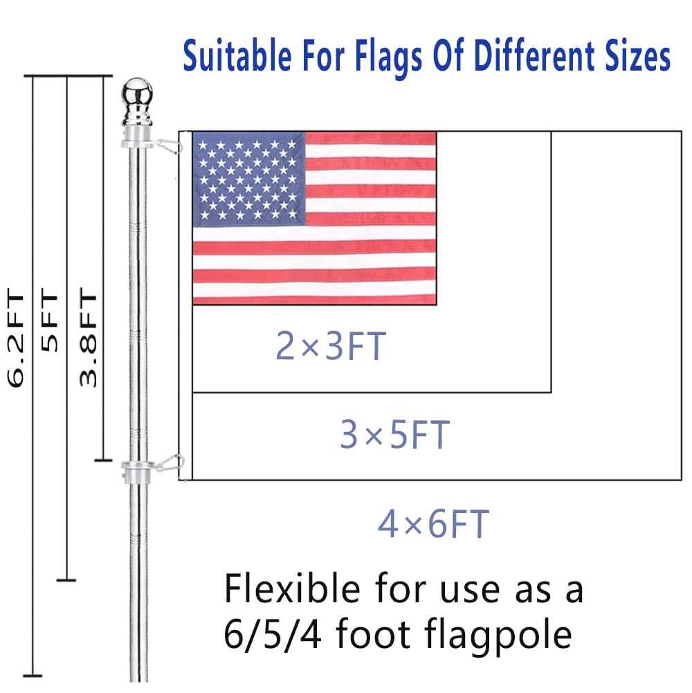 Bubblythe stainless steel outdoor flag pole withstands rain and wind.