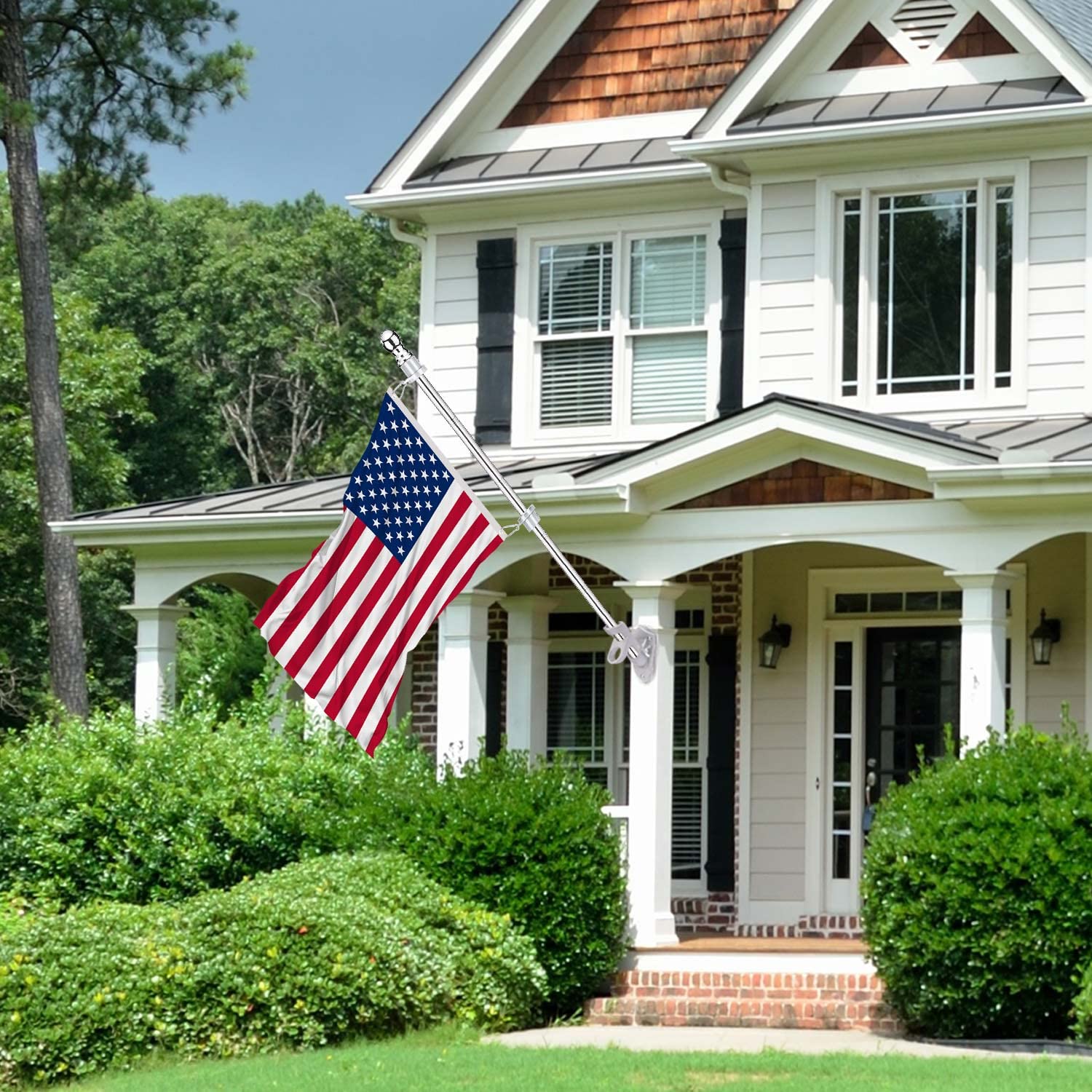 Bubblythe wall or roof mount flag pole offers versatile placement.