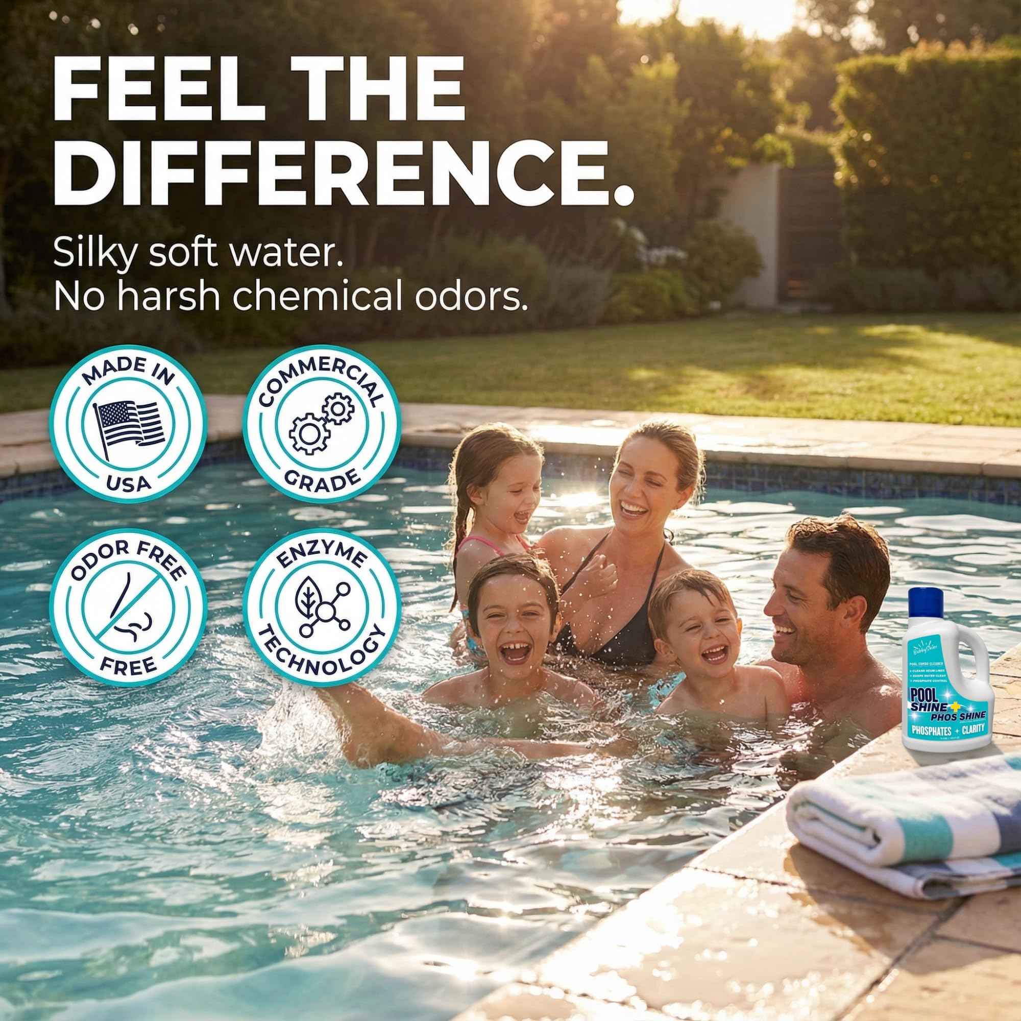BubbyShine 3-in-1 is saltwater safe near a pool system