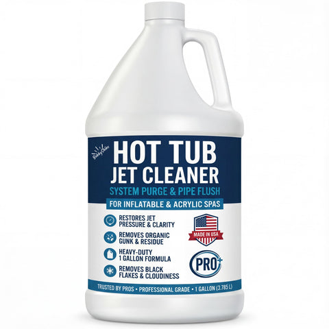 BubbyShine Hot Tub Jet Cleaner bottle front showing product for easier jet line flushing