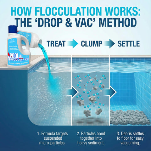Inground pool clarification with BubbyShine during routine maintenance