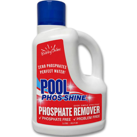 BubbyShine phosphate remover bottle ready for skimmer dosing.