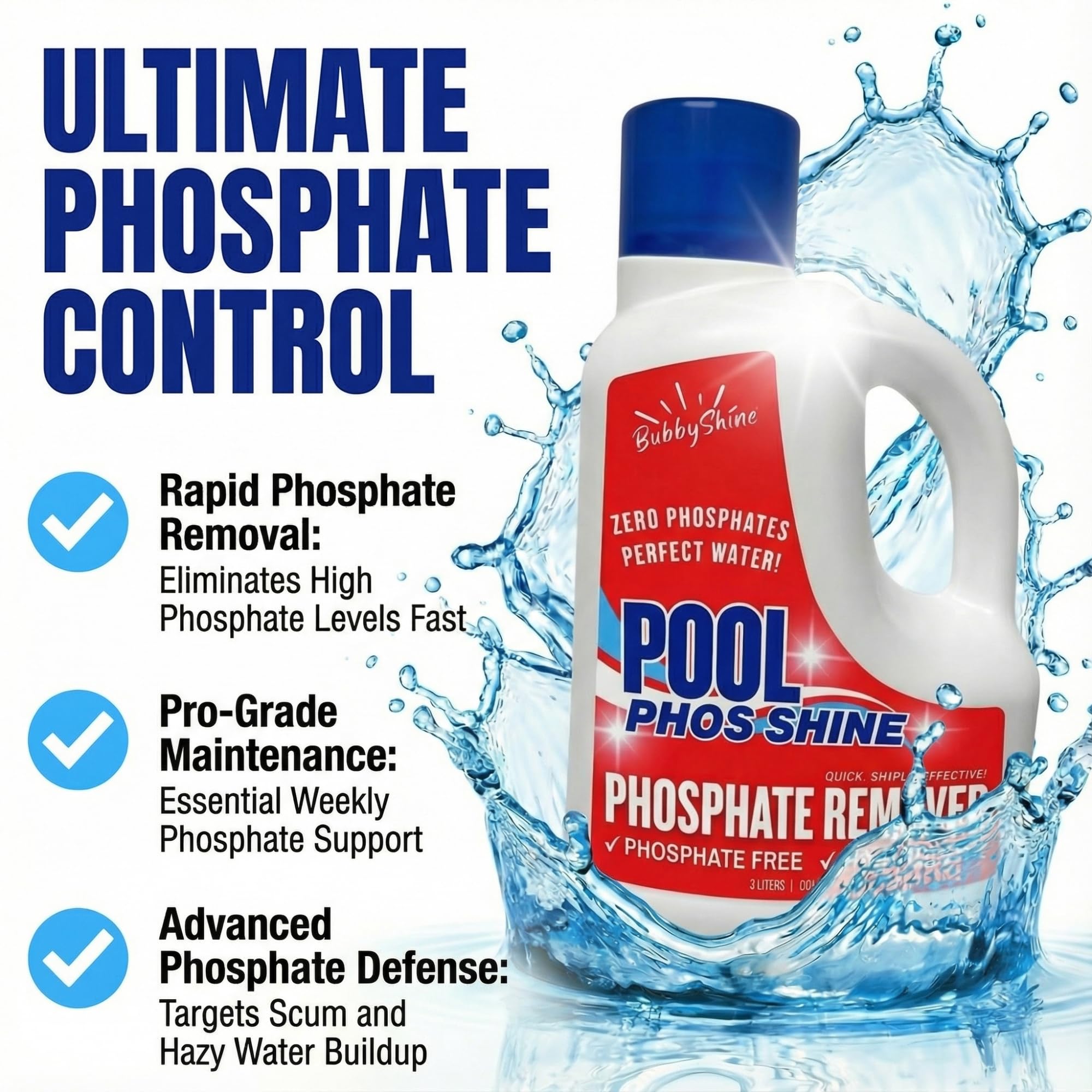 BubbyShine phosphate remover being poured into a pool skimmer.