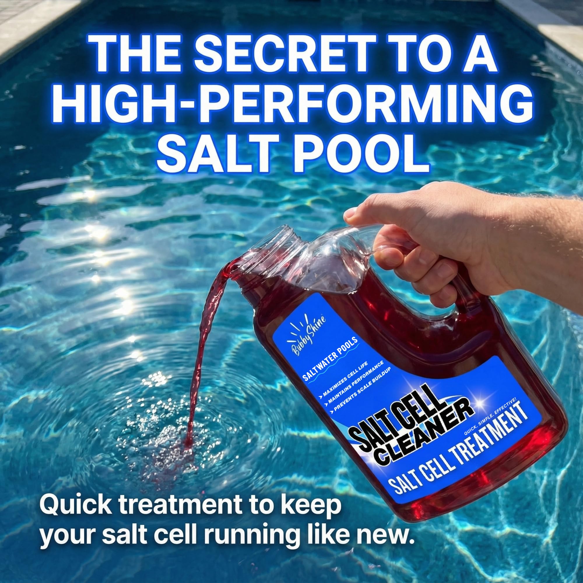 3 L container foreground implies long-lasting pool maintenance supply