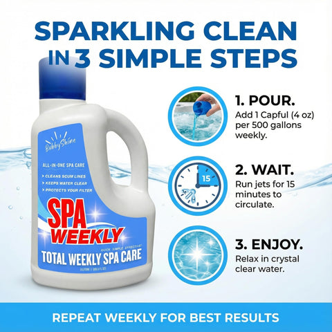 BubbyShine scum line cleaner in-use on tub edge for clearer surfaces.