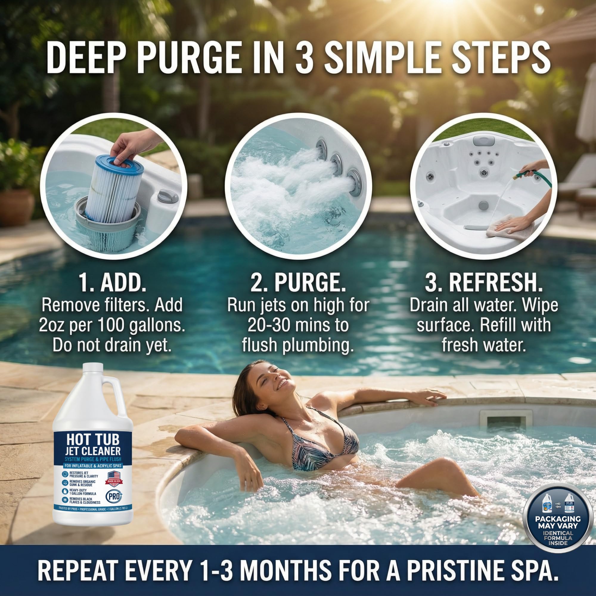 BubbyShine Spa Line Flush in use promotes cleaner plumbing