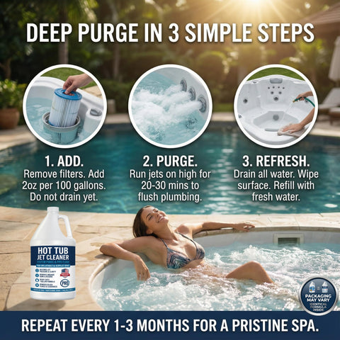 BubbyShine Spa Line Flush in use promotes cleaner plumbing