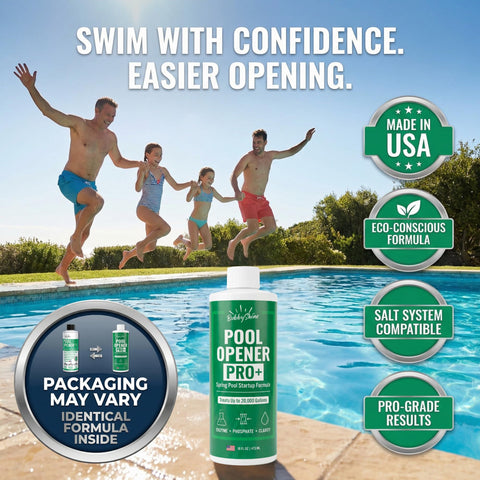 BubbyShine water clarity demo suggesting improved pool water appearance.