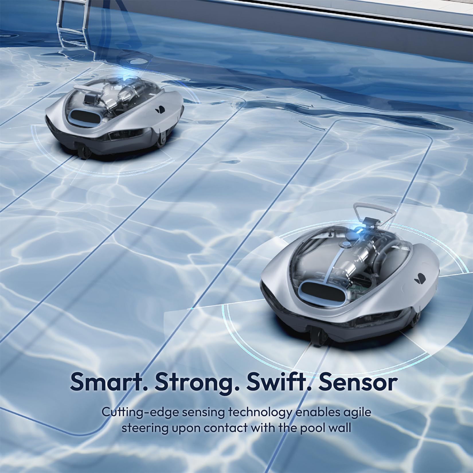 BUBLUE Bubot 300P cordless design enabling unrestricted pool cleaning.