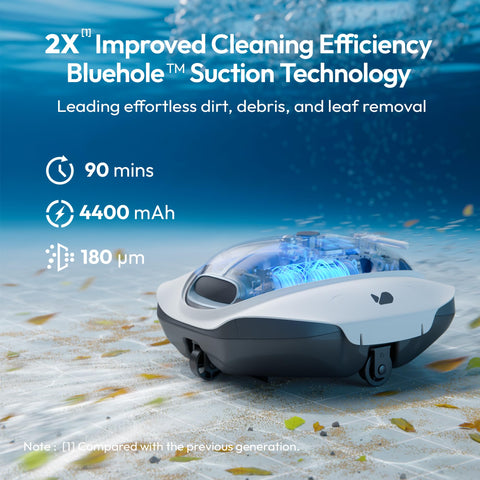BUBLUE Bubot 300P edge cleaning in action along pool corners