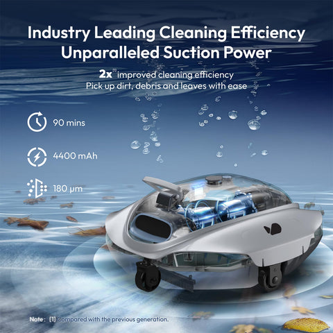 BUBLUE Bubot 300P performing leaf removal with precision in above-ground pools.